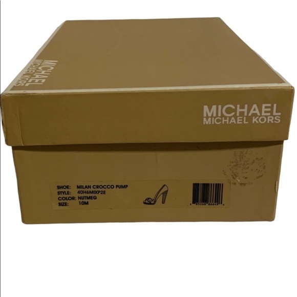 Michael Kors (EUC) Milan Crocco ALL LEATHER Peep Toe pump size 10 - Picture 11 of 14